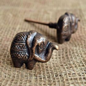 Antique War Elephant Metal Knob