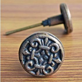 Engraved Grille Round Metal Knob