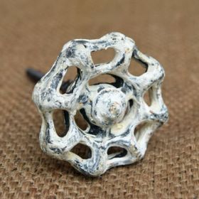 Distressed White Spigot Metal Knob