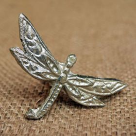 Silver Dragonfly Metal Knob