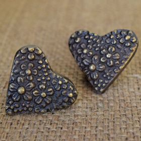 Antique Flowering Heart Metal Knob