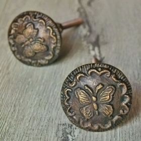 Antique Butterfly Button Metal Knob