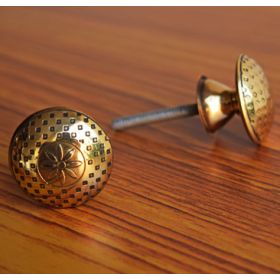 Engraved Floral Brass Cupboard Drawer Knob and Pull
