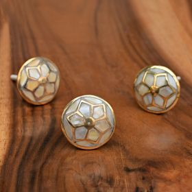 Brass Moonflower Mother of Pearl Drawer Knob