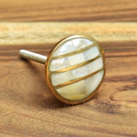 Parallel Brass Mother of Pearl Drawer Knob