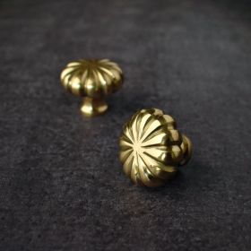 Solid Brass Classic Melon Cabinet Drawer Knob and Pull