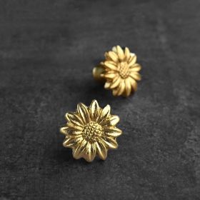 Gold Daisy Flower Cabinet Dresser Knob and Pull
