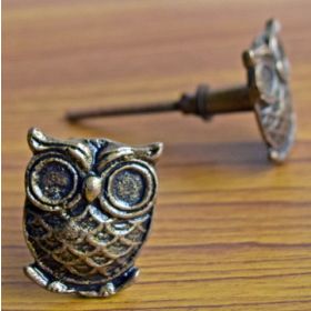 Antique Owl Metal Cupboard Drawer Knob Pull