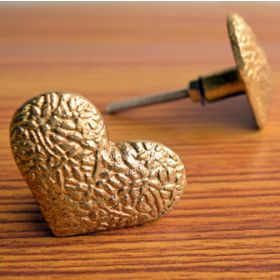 Textured Gold Heart Metal Knob