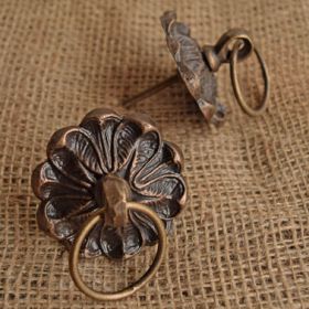 Antique Floral Pull Ring Knob