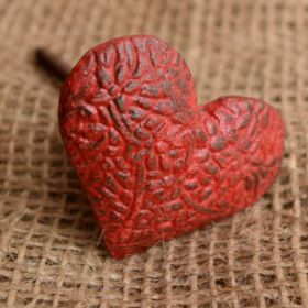 Textured Red Heart Metal Knob