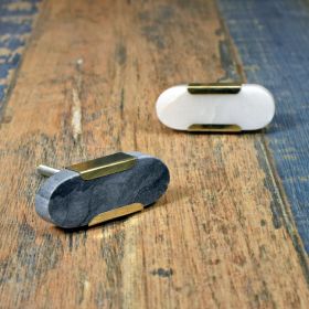 Oval Stone Brass Coupling Dresser Knob