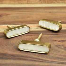 Faceted Oval Brass Stone Cabinet Dresser Knob