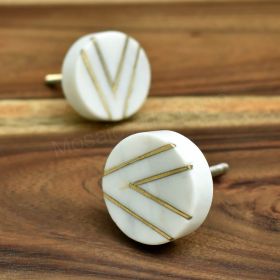 Victory Brass Inlay Marble Cabinet Drawer Knob Pull