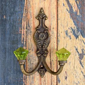Victorian Double Green Glass Knob Coat Hook