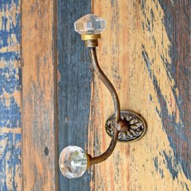 Art Deco Iron and Crystal Glass Coat and Hat Hook