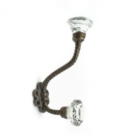 Crystal Glass Knobs Antique Rope Iron Coat and Wall Hook