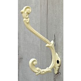 Ornate White French Cast Iron Coat and Wall Hook