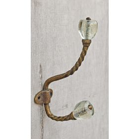 Swirled Rope Coat and Wall Hook with Drum Glass Knob Jewellery Hanger