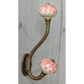 Textured Cast Iron Hook - Red Moroccan Ceramic 