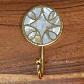Daisy Luxe Brass Mother of Pearl Inlay Coat Hook