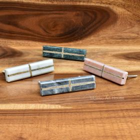 Pink Wood Inlay Stone Cabinet Dresser Pull Handle