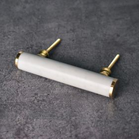 White Marble Stone Bar Brass Cabinet Cupboard Handle Dresser Pull