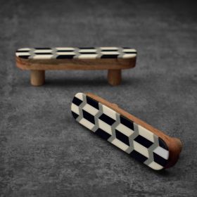black and white wooden drawer handle